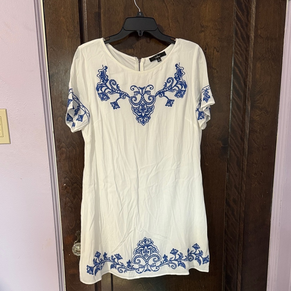 White and Royal Blue Lulus Dress